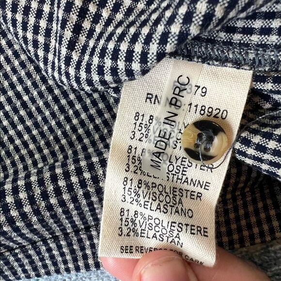 NWT! FRNCH Paris Blue White Gingham Check Long Tie Sleeve Blouse M/L - Picture 11 of 11